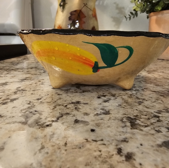 Mexican hanging glazed ceramic/terracotta red chile salsa, guac, or serving bowl - Picture 4 of 5